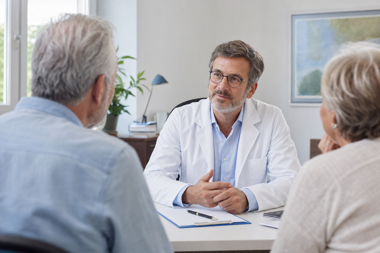 Private-practice physician consulting with a patient